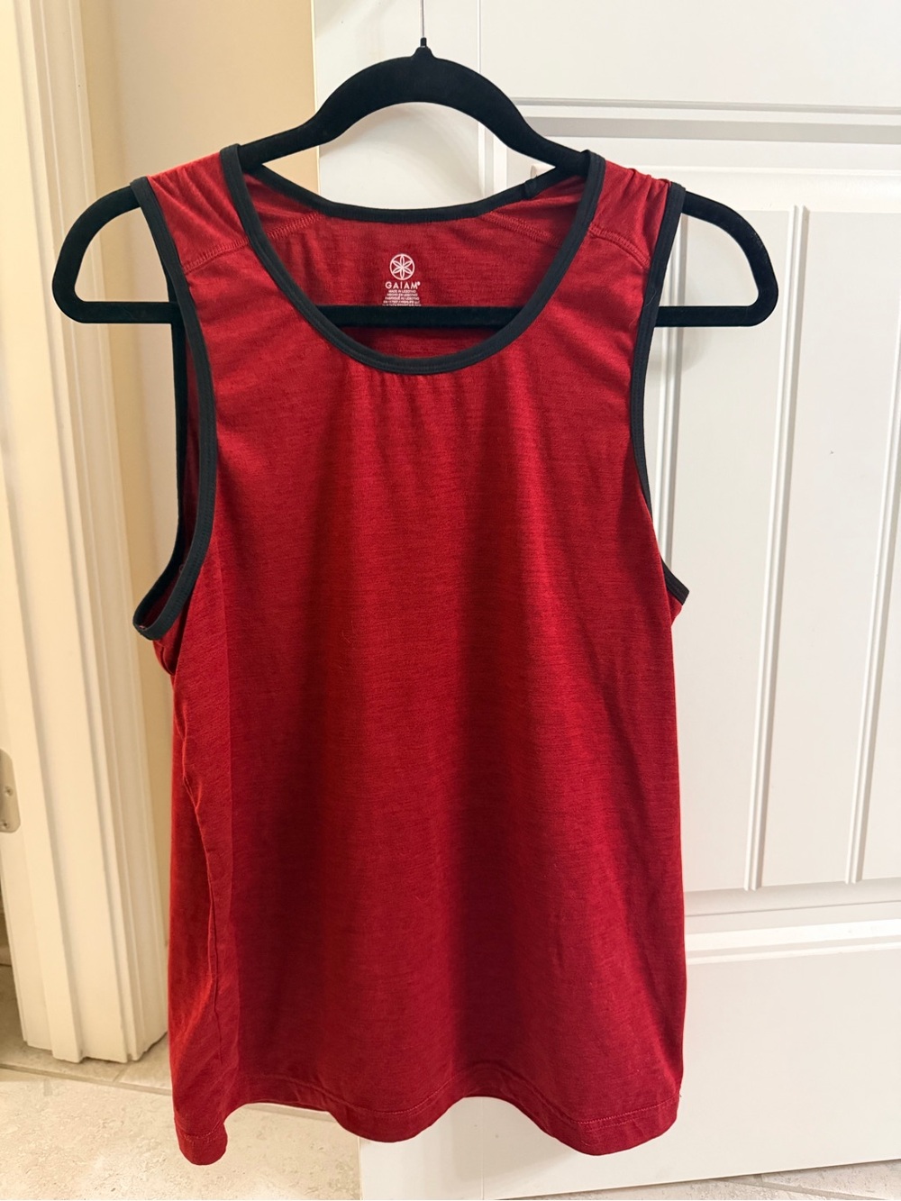 GAIAM Red Tank Top with Black Trim Activewear